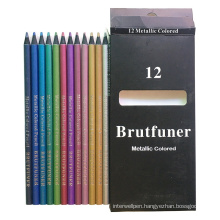 Brutfuner 12colors Metallic Colored Pencils Oil Wooden Drawing Pencils For Art painting